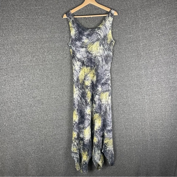 Komarov Abstract Print Midi Dress Smoky Boho Edgy Grunge Asymmetrical Artsy M - Picture 6 of 12